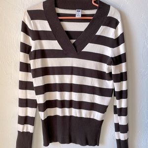 Stripped sweater cream and brown